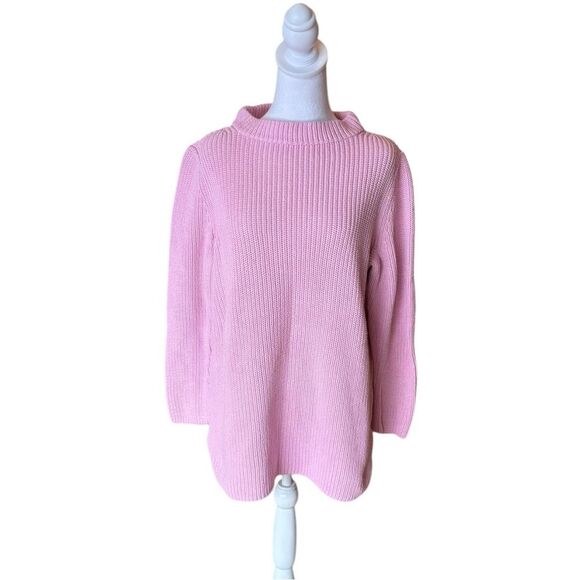 Talbots Sweater Thick Chunky Knit Ribbed Weave Mock Neck Womens Size X Pink - Picture 1 of 9